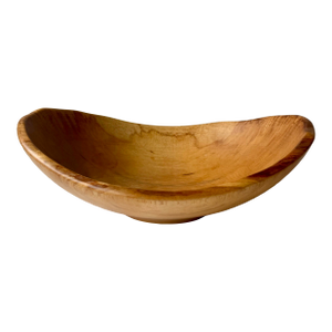 Artisan-Made Oval Cherry Wood Bowl Hand Turned Live Edge Signed Andrew Pearce Rustic Sculptural Decor