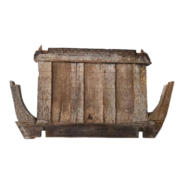 Antique Toraja Wood Panel, Sulawesi, Indonesia, Polychrome Detail For Sale