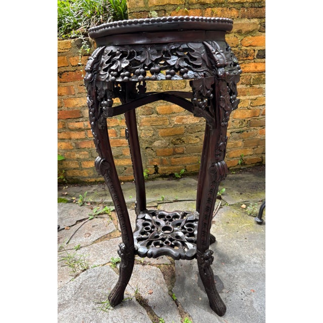 1920s Chinoiserie Stately Rosewood Plant Stand For Sale - Image 5 of 12