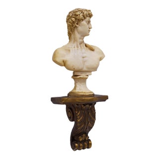 Classic Italian Bust of David Signed A. Santini on Wall Sconce 16" For Sale