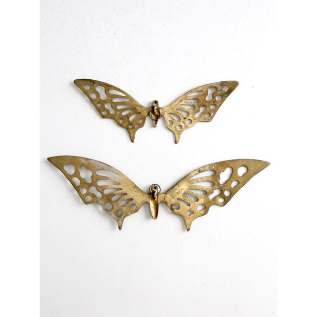 Mid-Century Brass Butterfly Wall Hangings Pair For Sale - Image 4 of 12
