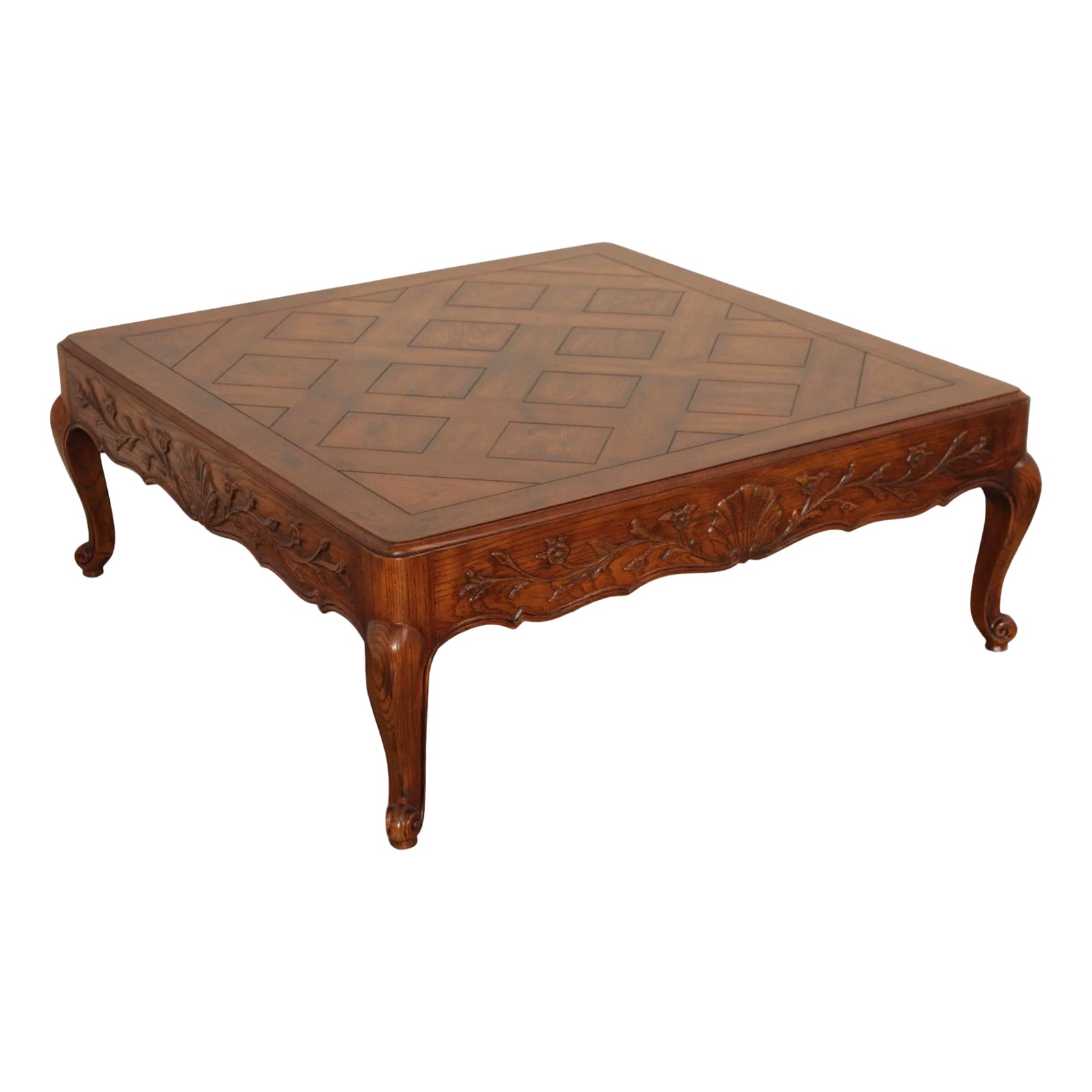Henredon French Provincial Style Carved Oak Coffee Table | Chairish