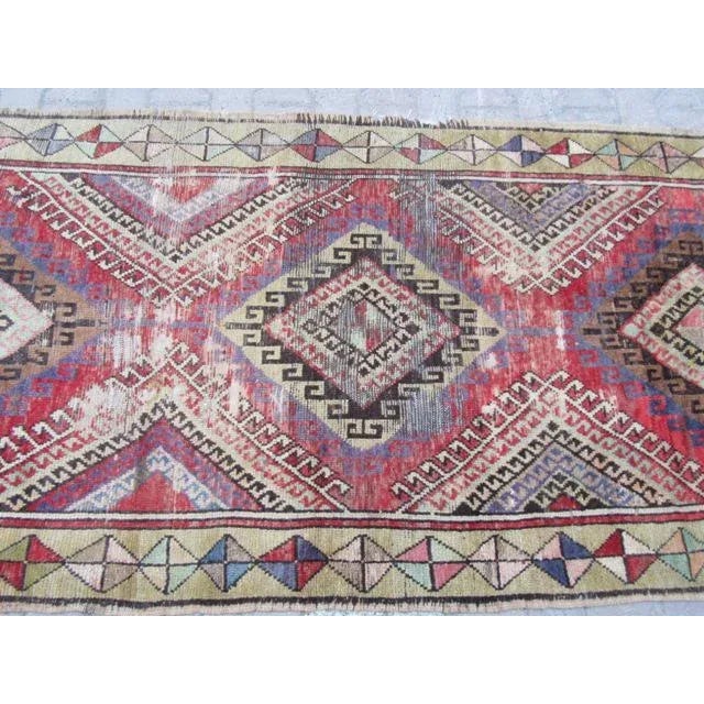 Boho Chic 1960's VintageTurkish Konya Distressed Rug- 4′1″ × 10′8″ For Sale - Image 3 of 6