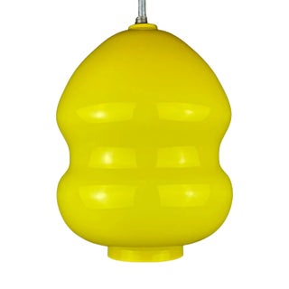 Mid-Century Yugoslavian Yellow Glass Pendant Lamp, 1970s For Sale
