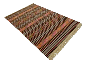Vintage Braided Rug. Flat Weave Area Rug - 4' 6" X 6' 11"