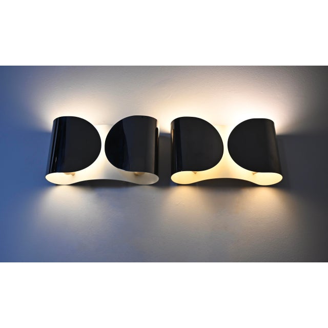 Silver Chrome Foglio Wall Lamps by Tobia and Afra Scarpa for Flos, 1960s, Set of 2 For Sale - Image 8 of 13