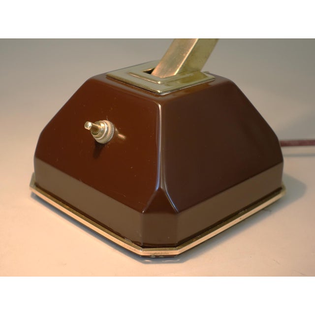 Metal Donald Deskey Style Art Deco Streamline Modern Brass Brown Articulating Table Lamp '30 For Sale - Image 7 of 12