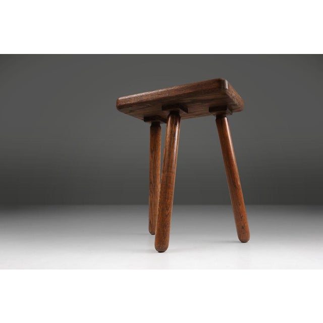 Rustic Wooden Tripod Stool, France, 1940s For Sale - Image 9 of 12