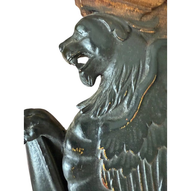 Beaux-Arts Refurbished Beaux Art Griffin Antique Wall Regulator Clock Embossed. Sun Pendulum. Featuring Griffin Figures. For Sale - Image 3 of 9