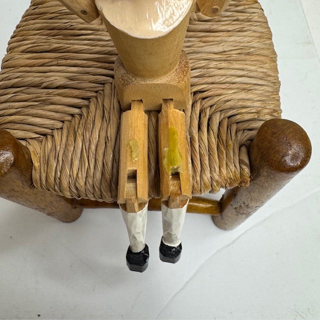 Vintage Eric Horne Co. Wooden Peg Doll in a Rush-Seat Chair, Made in Usa For Sale - Image 9 of 15