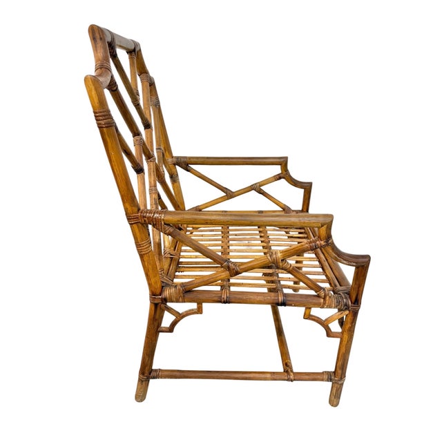 Vintage Bamboo & Rattan Arm Chairs - Set of 2 For Sale In Philadelphia - Image 6 of 11