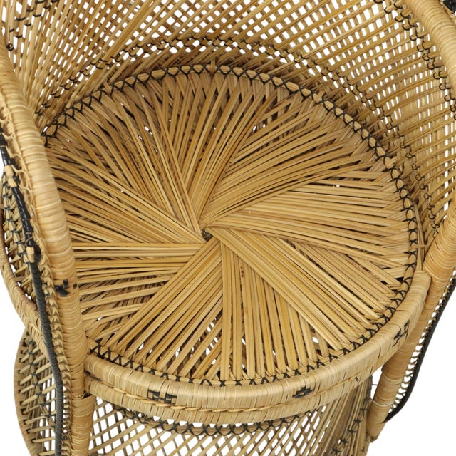 1960s Large Boho Peacock Emanuelle Chair in Rattan, 1960s For Sale - Image 5 of 16