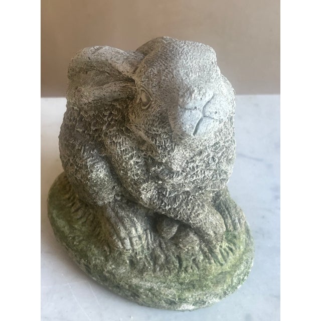 1990s Vintage Bunny Garden Statue With Moss For Sale - Image 5 of 12