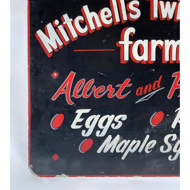 Vintage Metal Hand Painted Mitchell's Farm Stand Sign For Sale - Image 9 of 10