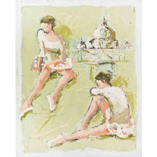 1970s Franco Marzilli, Ballerinas, Oil Painting, 1970s For Sale - Image 5 of 5