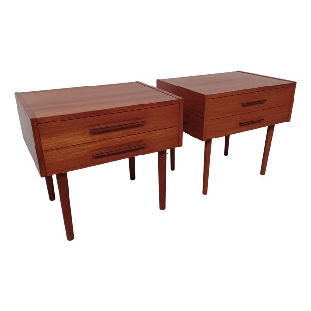 Fully Restored Danish Teak Nightstands, 1970s, Set of 2 For Sale