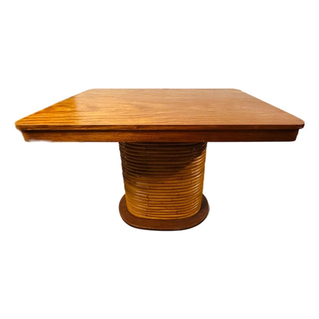 1940s Mahogany and Bamboo Wrapped Dining Table in the Paul Frankl Style For Sale