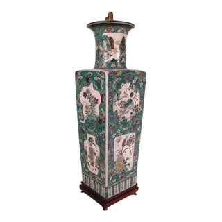 19th Century Chinese Porcelain Vase in Famille Vert Glaze Mounted as Lamp For Sale