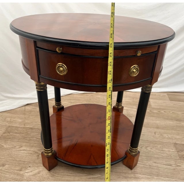 Round Table With Drawer Note Pull Bottom Shelf Empire Style Century Furniture For Sale In Palm Springs - Image 6 of 9
