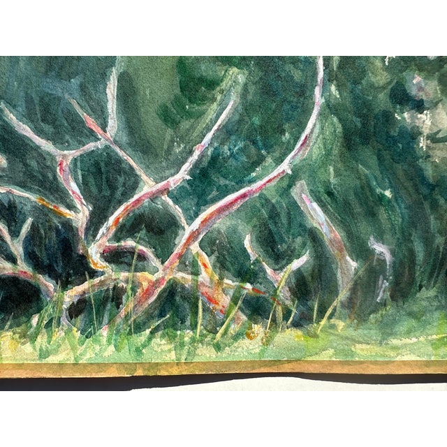Paper 1970s Willows Above Corfe Brook Painting For Sale - Image 7 of 9
