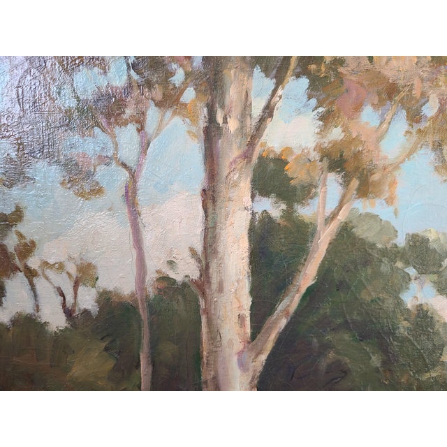 Textile Vintage Plein Air Oil Painting 1950s California Bay Area Coastal Scene For Sale - Image 7 of 10