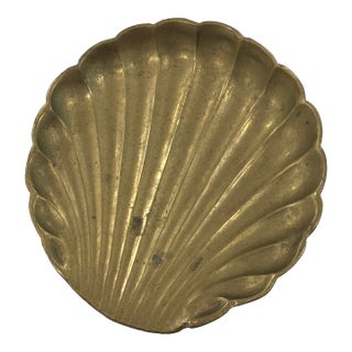 Vintage Brass Shell Catchall / Brass Shell Soap Dish / Brass Shell Decorative Object For Sale