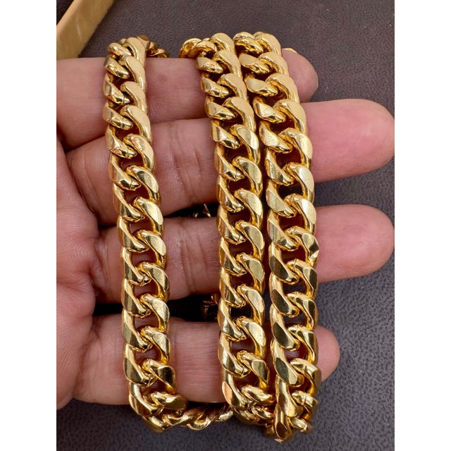Metal Vintage 14 Karat Yellow Gold 54.7 Gm Miami Cuban Link Italian Chain Unisex, 24" For Sale - Image 7 of 8