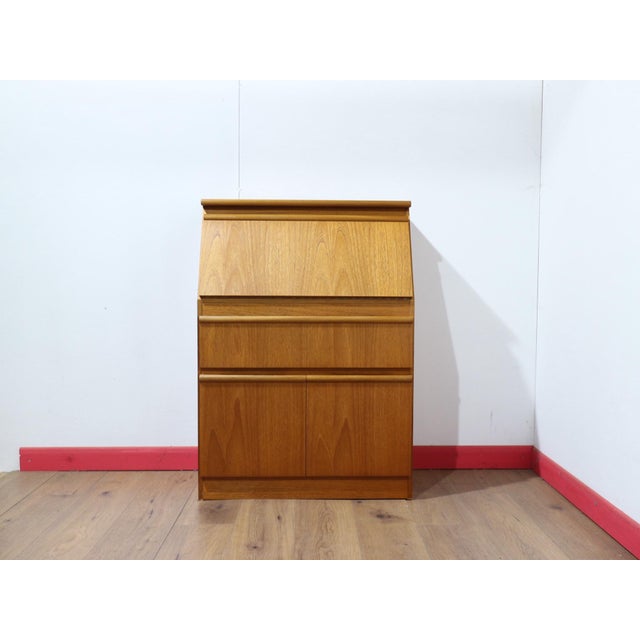 Brown Mid Century Modern Vintage Teak Secreataire Desk For Sale - Image 8 of 12