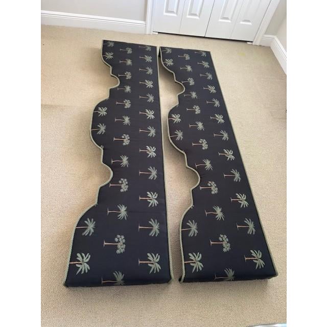 Mid-Century Modern Custom Palm Tree Scalloped Valances – Set of 2 For Sale - Image 3 of 14