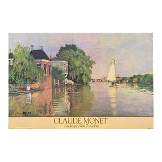 Claude Monet Vintage 1987 Lithograph Print Impressionist Poster " Landscape Near Zaandam " 1871 For Sale