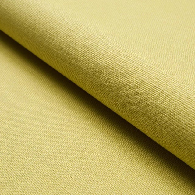 SAMPLE - Schumacher Piet Performance Linen Fabric In Citron For Sale