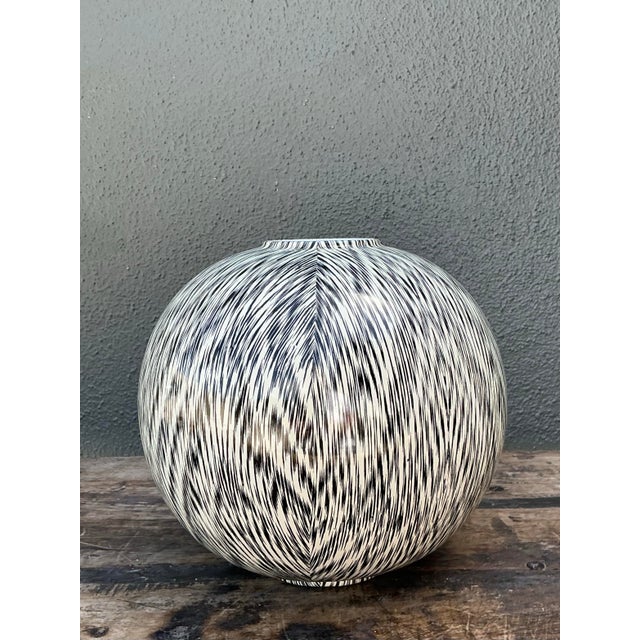 Vintage Italian Bellini Glazed Ceramic Geometric Vase For Sale - Image 9 of 12