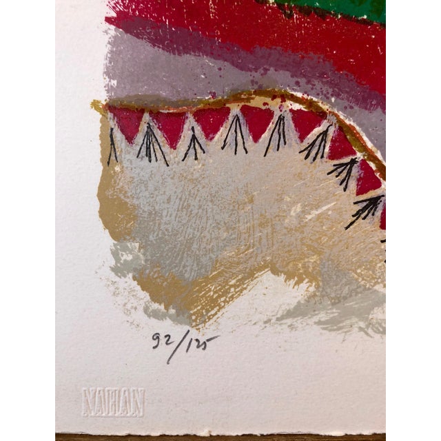 Modern Théo Tobiasse, Large French Judaica Lithograph Carborundum Etching Jewish Hebrew Embossing For Sale - Image 3 of 8