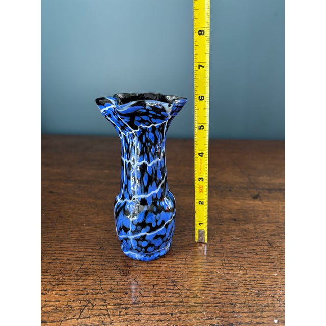 Glass 1930s Art Deco Bohemian Kralik "Spider Web" Spatter Glass Vase For Sale - Image 7 of 7