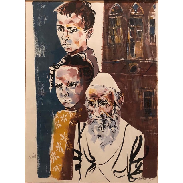 A large watercolor painting. Moshe Gat was born in Haifa in 1935. in 1952 he began his studies at the Bezalel School, in...