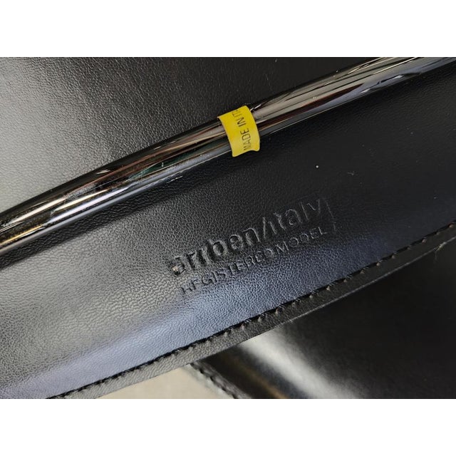 1980s Vintage Black Leather Dining Chairs from Arrben, Italy, 1980s, Set of 4 For Sale - Image 5 of 11