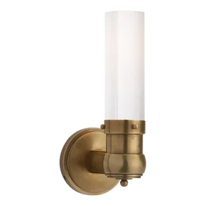Thomas O'Brien for Visual Comfort Signature Graydon Single Bath Light in Hand-Rubbed Antique Brass with White Glass