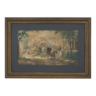 Rare 19th Century Watercolor and Platinotype -- Coming Home by Edward Lamson Henry For Sale