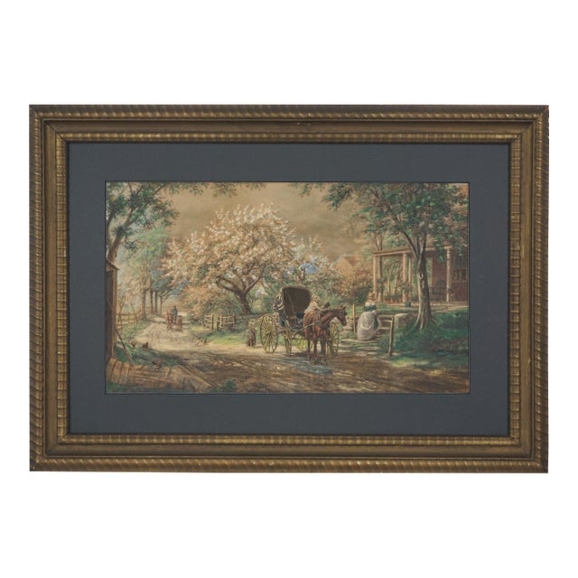 Rare 19th Century Watercolor and Platinotype -- Coming Home by Edward Lamson Henry For Sale