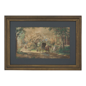 Rare 19th Century Watercolor and Platinotype -- Coming Home by Edward Lamson Henry