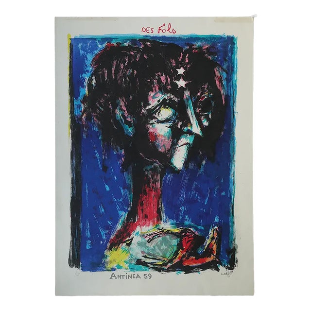 Bernard Lorjou, Des Fols, Antinea, Color Lithograph on Arches Paper, 1959 For Sale