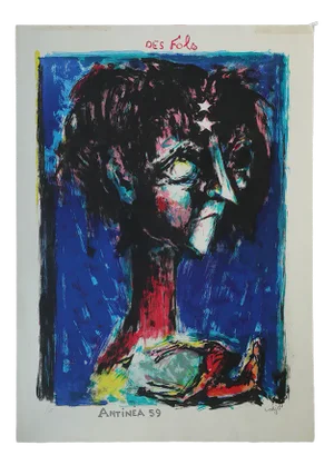 Bernard Lorjou, Des Fols, Antinea, Color Lithograph on Arches Paper, 1959