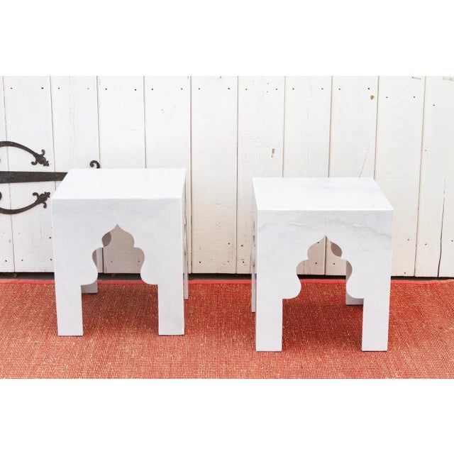 Pair of Small Taj Marble Side Tables For Sale - Image 13 of 13