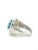 Contemporary Vintage Retro Style 8 Carat Oval Cut Blue Zircon with Diamond Halo in Platinum &, Size 8.25 For Sale - Image 3 of 7