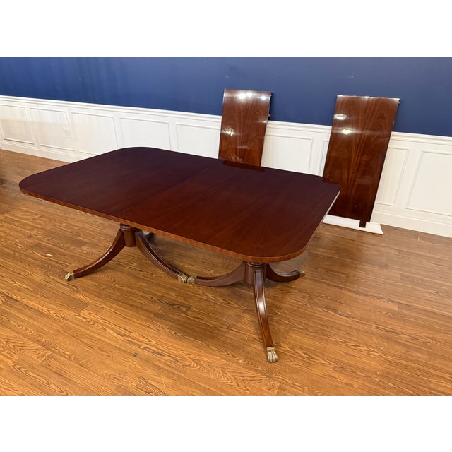 Traditional Georgian Style Mahogany Double Pedestal Dining Table by Leighton Hall - Showroom Sample For Sale - Image 16 of 16