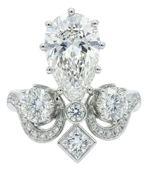 Kai Heirloom Reviva Imperial Crown Pear Diamond Ring – 3.18ct in 14k Gold (All Sizes Available)