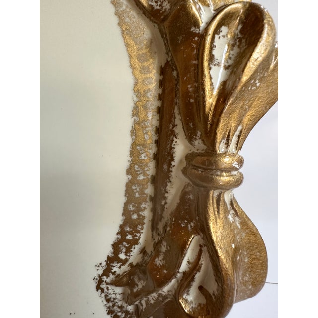Tirinnanzi Italy Hand Painted Floral Gold Trim Bow Handles Serving Tray For Sale - Image 14 of 15