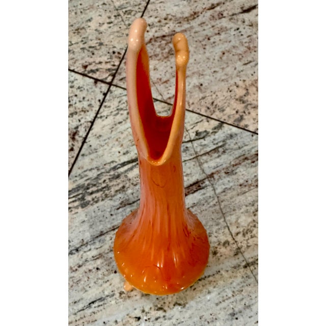 Mid-Century Modern Vintage Le Smith Bittersweet Vase 3-Toed Nubby Base Great Mouth - 18"Tall For Sale - Image 3 of 9