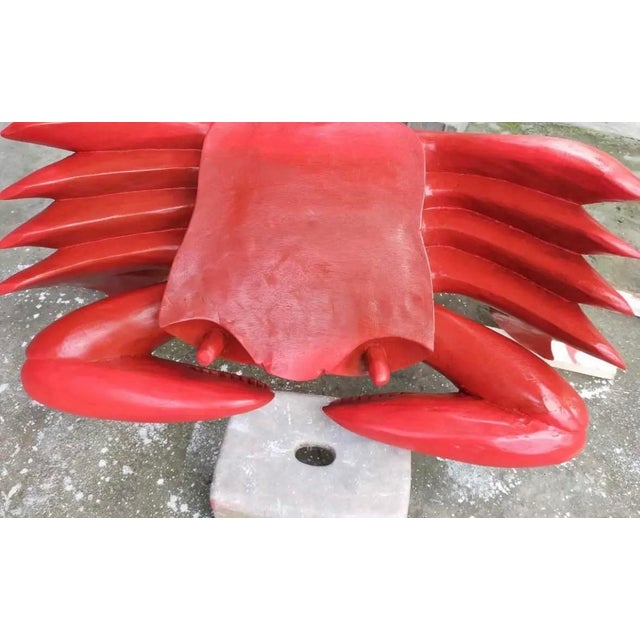 Red Painted Wooden Carved Vintage Crab Style Coffee Table Base For Sale - Image 4 of 6