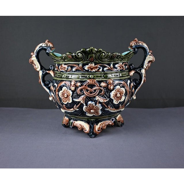 Antique Art Nouveau Majolica Planter, 1800s For Sale - Image 13 of 18